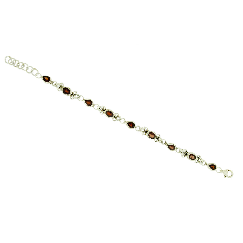 Red Garnet Sterling Silver Bracelet