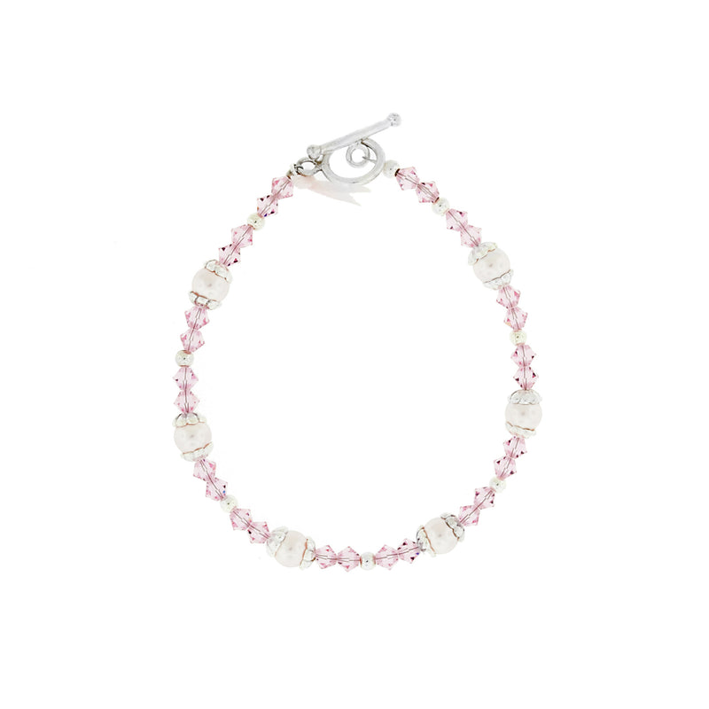 Pearl and Pink Swarovski Crystals Bracelet