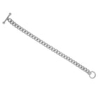 Sterling Silver Men's Chain Bracelet with Diamond Toggle