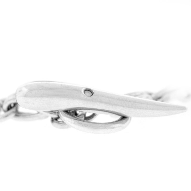Sterling Silver Men's Italian Horn Bracelet with Diamond